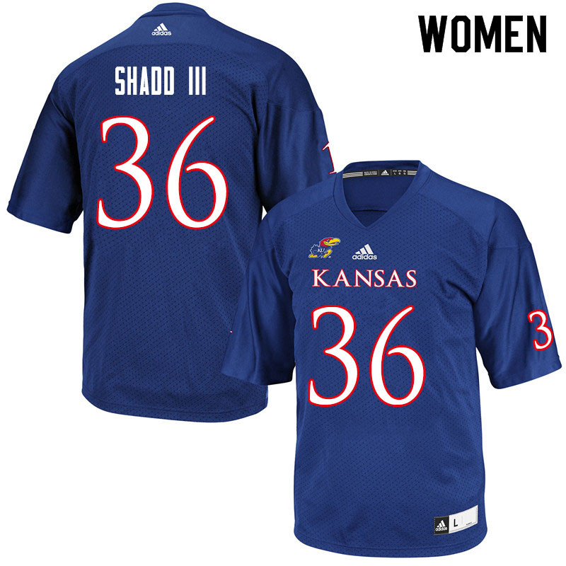 Women #36 Lawrence Shadd III Kansas Jayhawks College Football Jerseys Sale-Royal